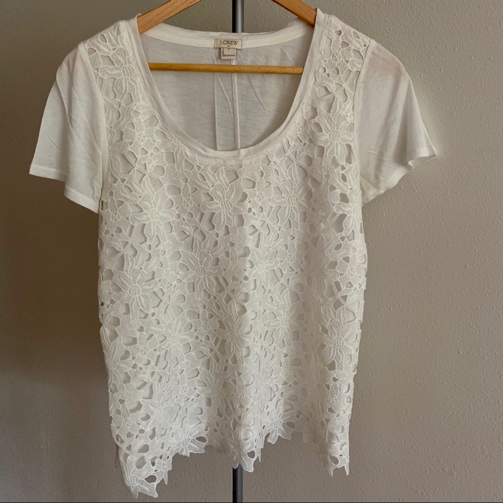 J. Crew floral lace cutout top